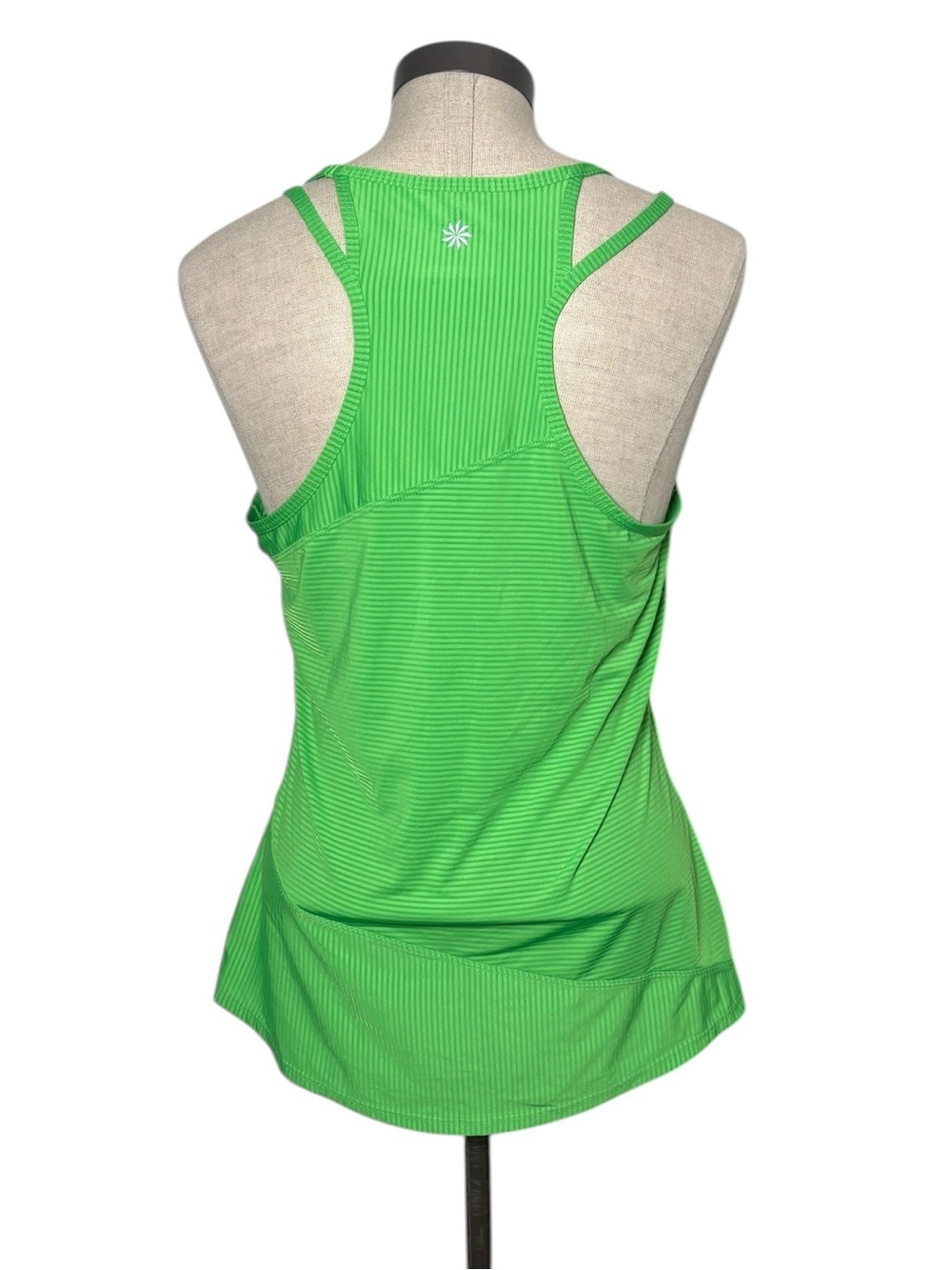 Athleta Lime Green Striped Racerback Workout Tank Top Medium Athleisure Athletic - Picture 3 of 6